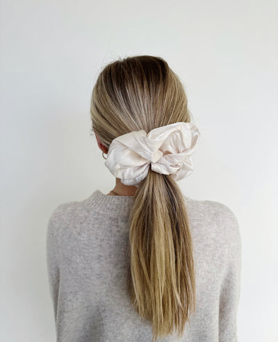 Oversized Ivory Silk Scrunchie